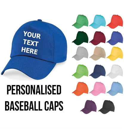 Personalised Baseball Cap Custom Printed Hat Unisex Mens Ladies