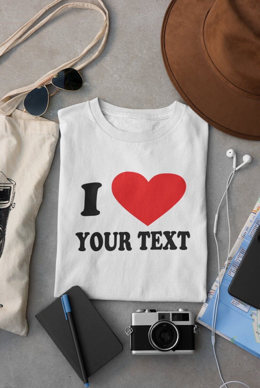 Personalized  T Shirt, I Love, Heart Custom Text Men &amp; Women T Shirt, Birthdays, Novelty