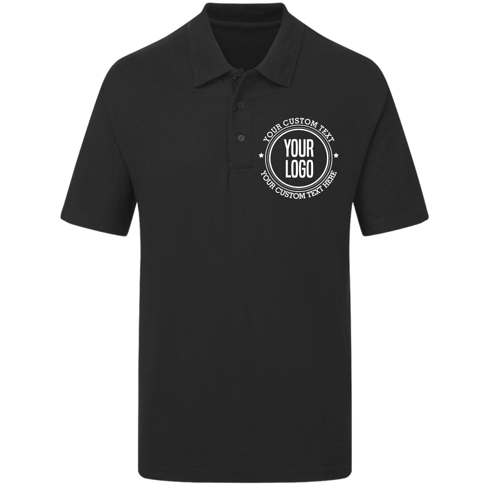 Personalised Custom Printed Polo Shirt Your Text Logo Unisex